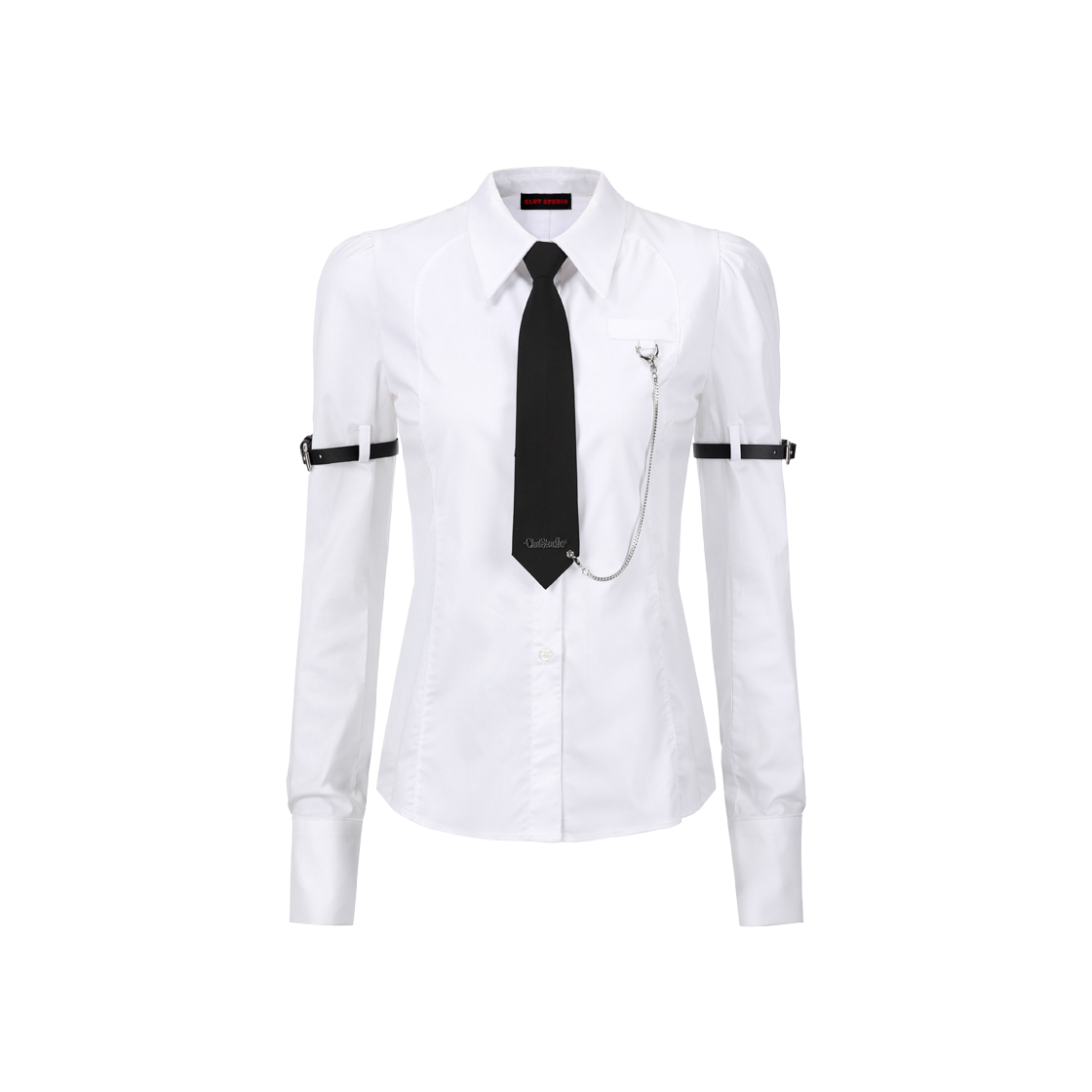 클럿 스튜디오 슬리브 벨트 타이 셔츠 화이트(Clut Studio Sleeve Belt Tie Shirt White)