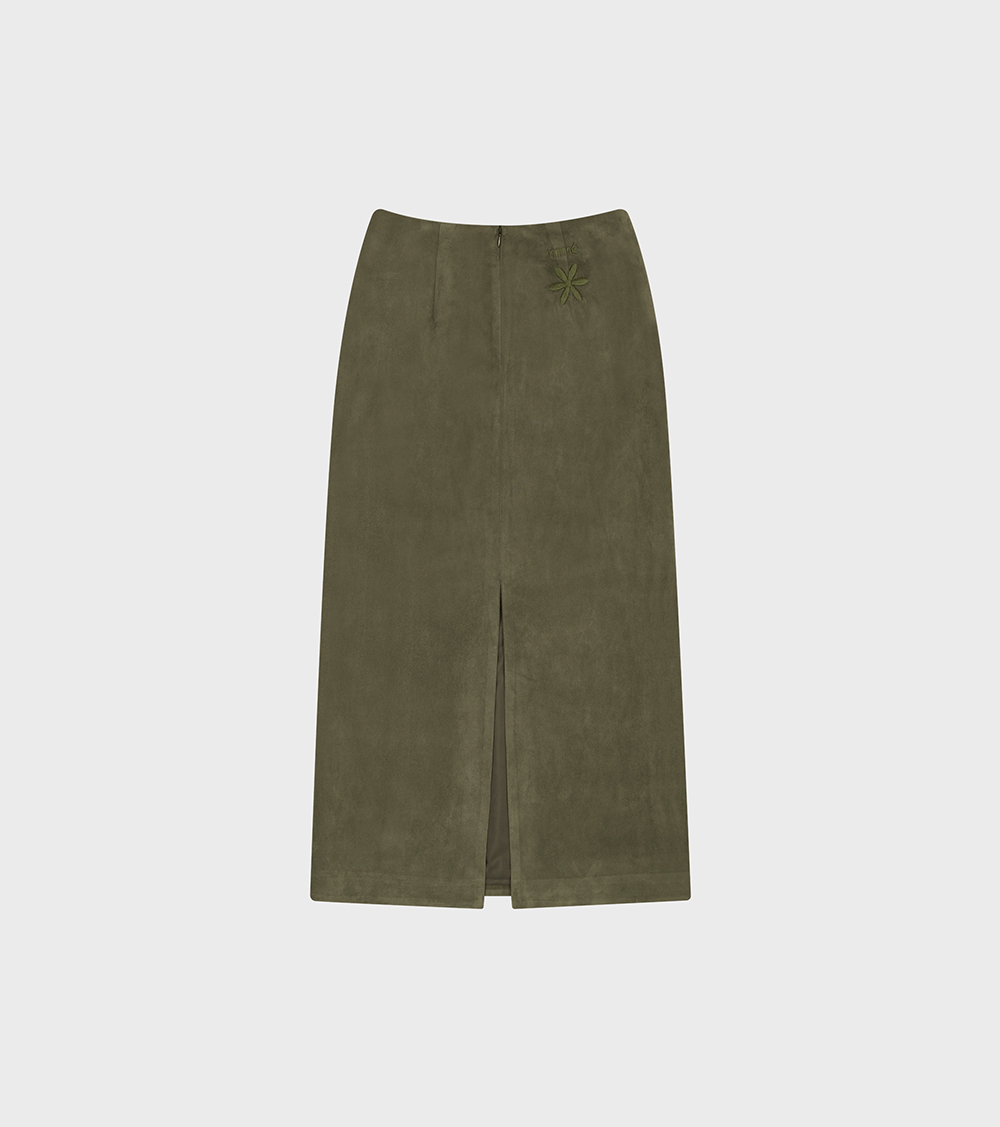 뮈르뮈르 키노 자수 스웨이드 맥시스커트 카키(Murmure Kino Embroidered Suede Maxi Skirt Khaki) - 2