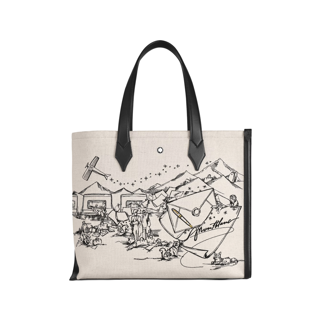 몽블랑 토트백 자수 캔버스 캔버스(Montblanc Tote Bag In Embroidered Canvas Canvas) - 1