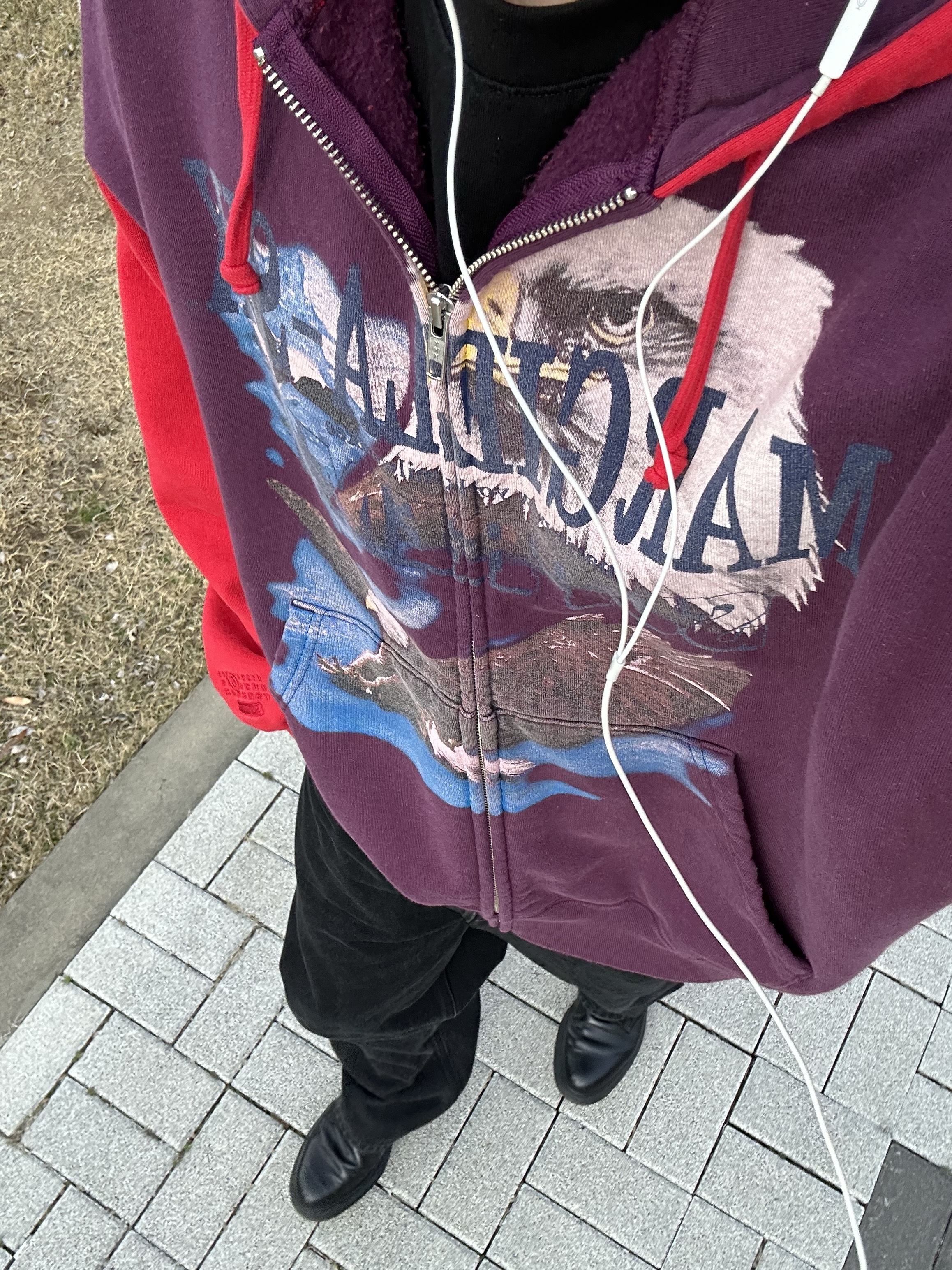 Supreme x MM6 Maison Margiela Eagle Zip Up Hooded Sweatshirt Purple - 26SS 착용 스타일 - 1