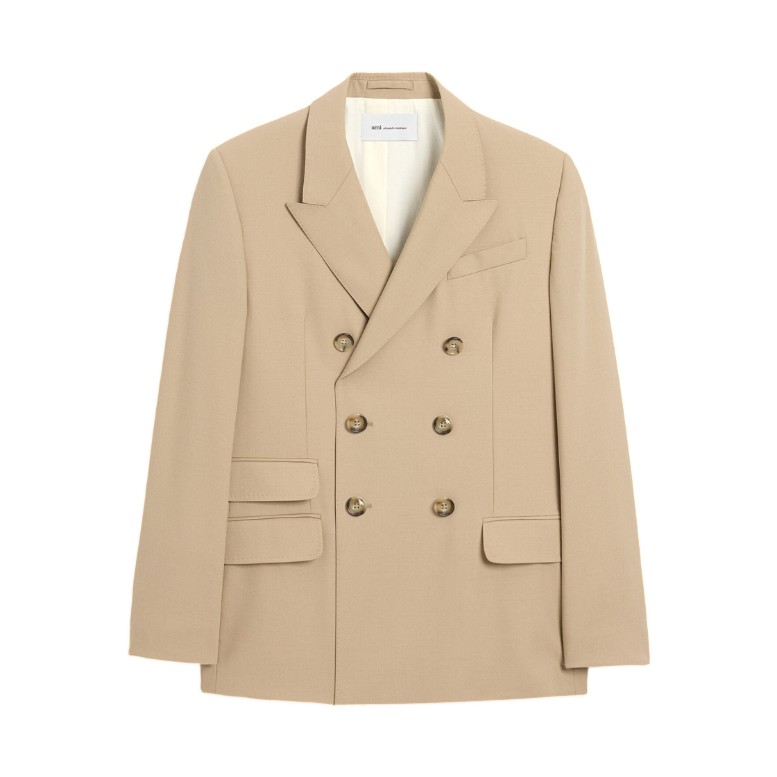아미 베이지 뉴 울 더블 브레스티드 스트레이트 자켓 토프 베이지(AMI Beige New Wool Double Breasted Straight Jacket Taupe Beige)