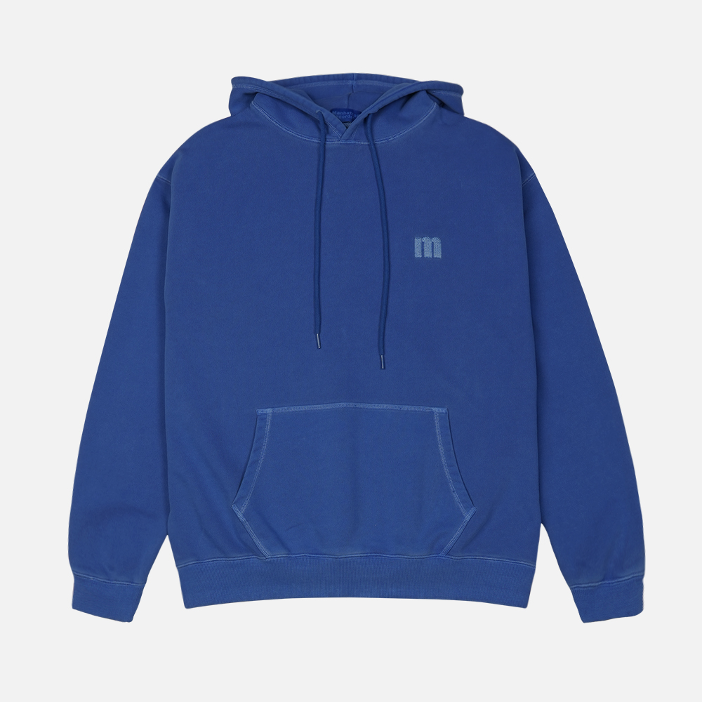 맨하탄 레코즈 스티치 피그먼트 크롭 후디 - 블루(Manhattan Records Stitch PM Crop Hoodie - Blue) - 2
