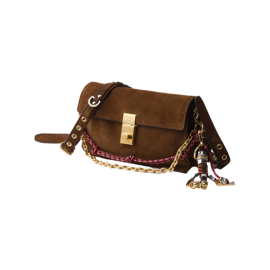 프라다 소프트 사운드 스몰 스웨이드 숄더백 코코아 브라운(Prada Soft Sound Small Suede Shoulder Bag Cocoa Brown) - 2