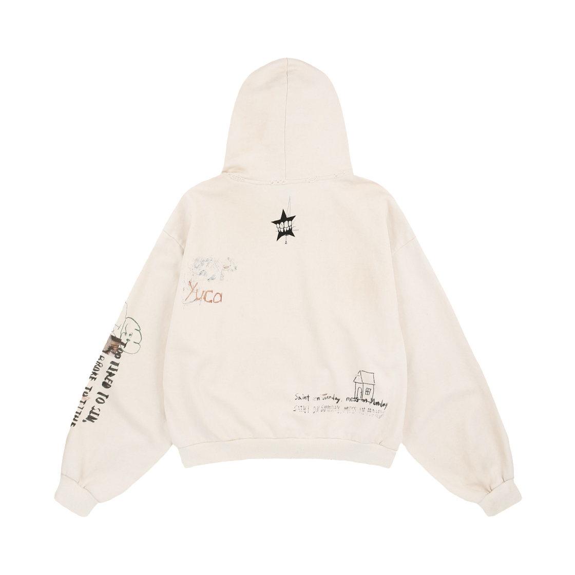 프로토콜 인덱스 핸드 드로잉 워시드 후드 아이보리(Protocol Index Hand Drawing Washed Hoodie Ivory) - 2