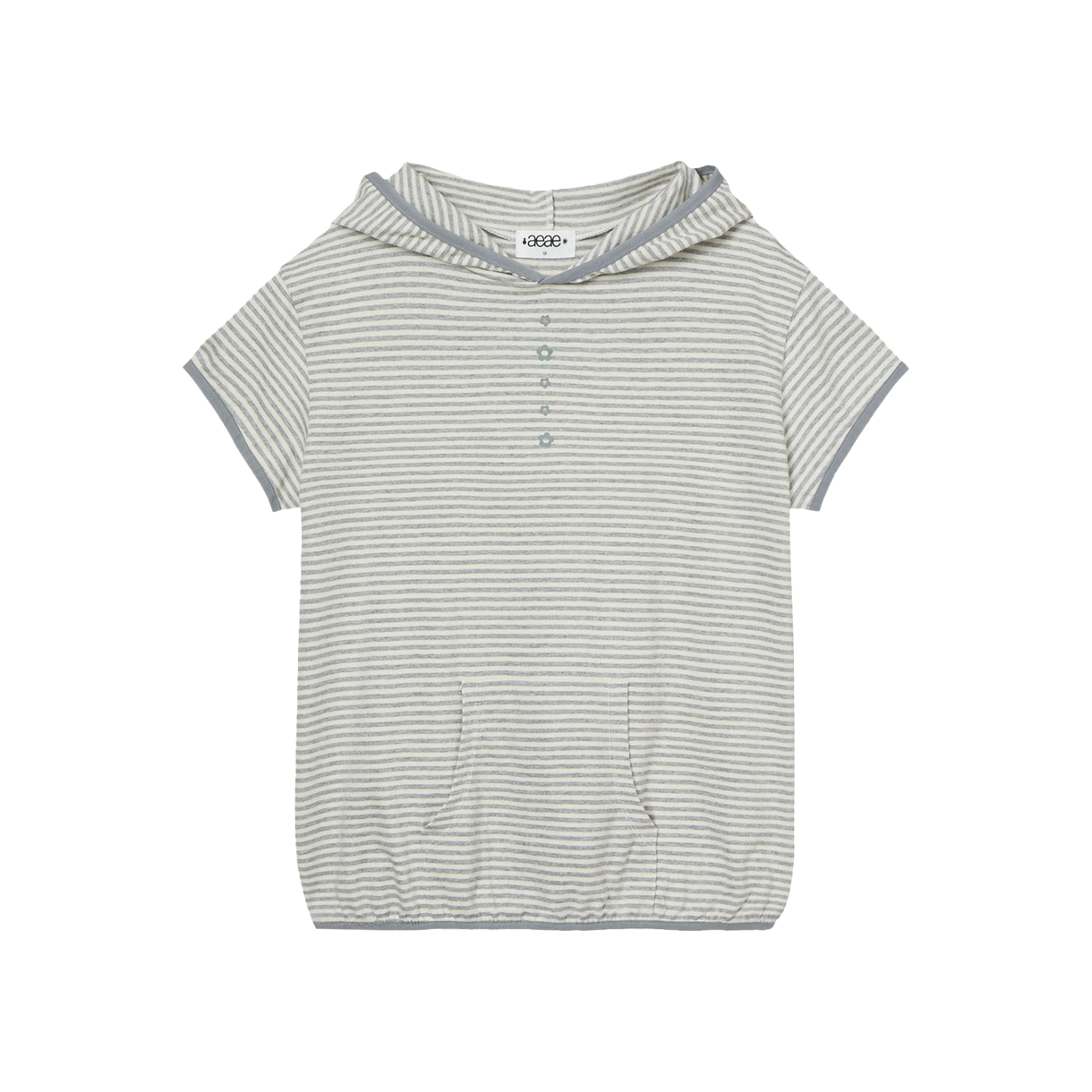 [오프라인 전용] 에이이에이이 우먼 스트라이프 하프 슬리브 후디 그레이 - 26SS([오프라인 전용] AEAE Women Stripe Half Sleeve Hoodie Grey - 26SS) - 1