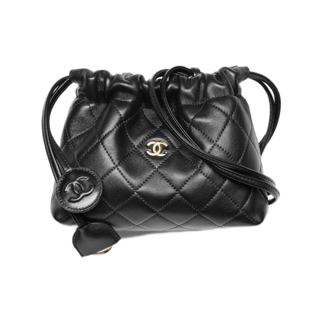 AP5228-B23914-94305 Chanel Clutch with Leather Strap Lambskin & Gold Black
