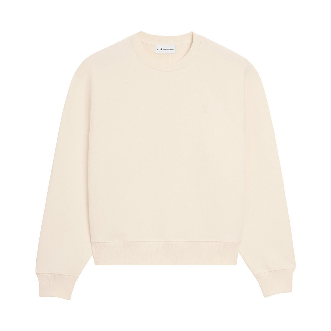 USW757-747-136 AMI White Cotton Embossed Ami De Coeur Sweatshirt White Cream