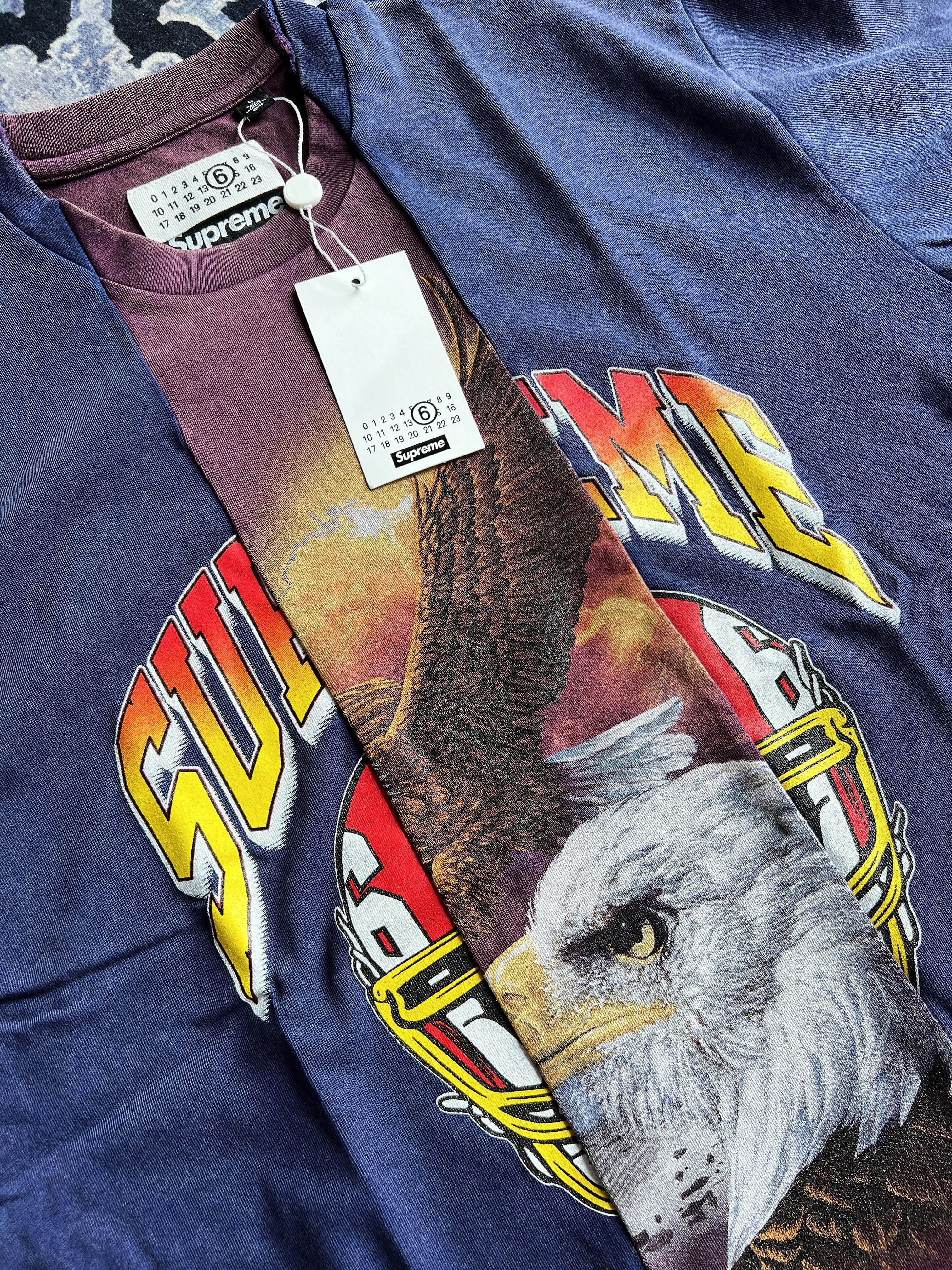 Supreme x MM6 Maison Margiela Split S/S Top Navy - 26SS 착용 스타일