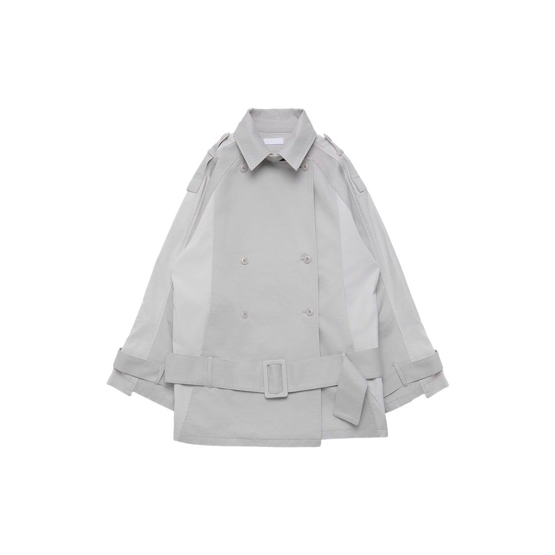 웻태그 워시드 코튼 하이넥 하프 트렌치 코트 라이트 그레이(WET TAG Washed Cotton High-Neck Half Trench Coat Light Gray)