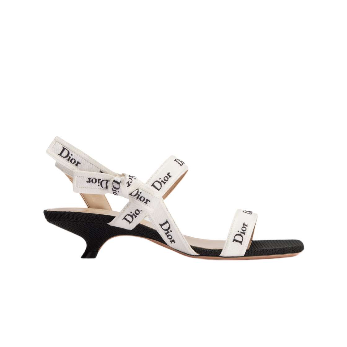 KCO537NVA-S900 (W) Dior Sandal With J'Adior Straps Embroidered Cotton Black