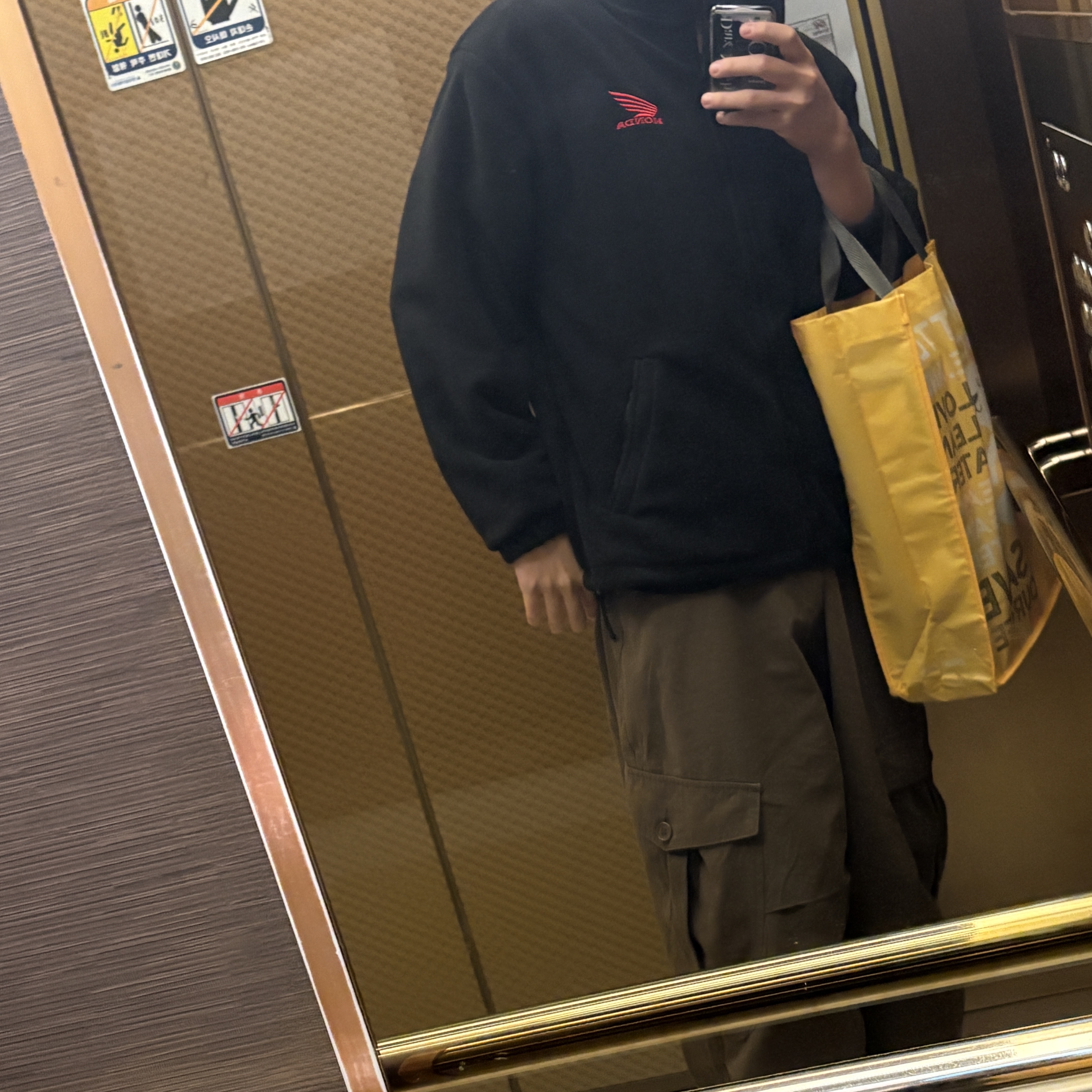 Honda Original Wing logo Fleece Jacket Black, The North Face Big Shot Black 착용 스타일 - 2