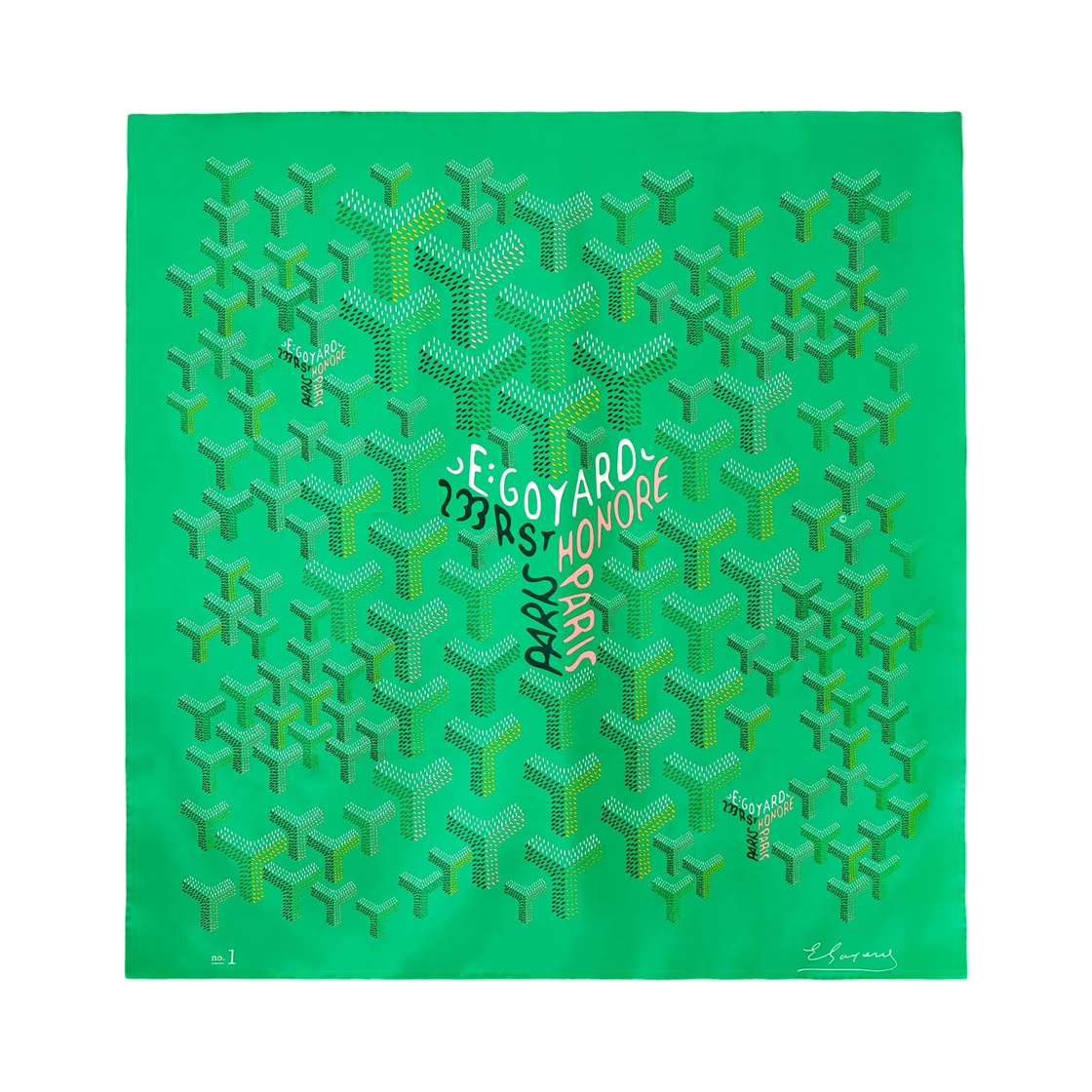 고야드 스카프 N°1 마케트리 메도우 그린(Goyard Scarf N°1 Marquetry Meadow Green) - 1