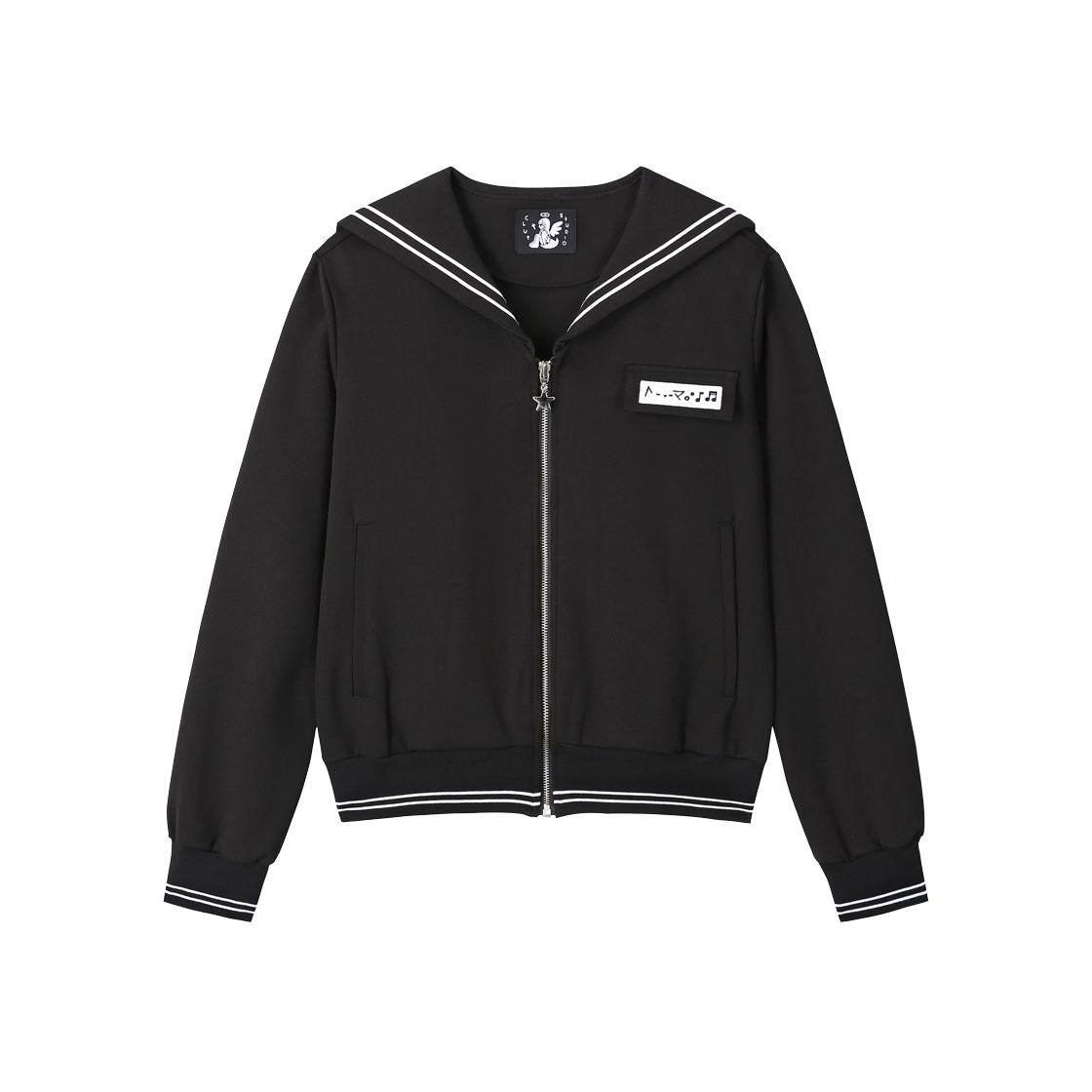 클럿 스튜디오 세일러 칼라 집업 자켓 블랙(Clut Studio Sailor Collar Zip-Up Jacket Black) - 1