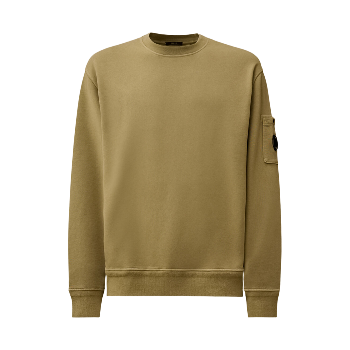 20CMSS036A110044R610 C.P. Company Cotton Diagonal Fleece Resist Dyed Crewneck Lens Sweatshirt Moss Grey Green - 26SS