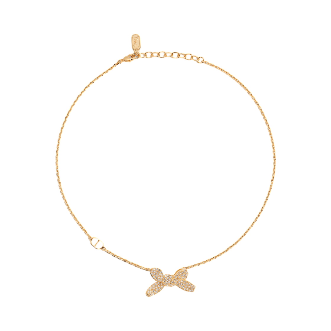 N3649WOMCY-D319 (W) Dior Delicate Bow Necklace Metal & Crystal Gold