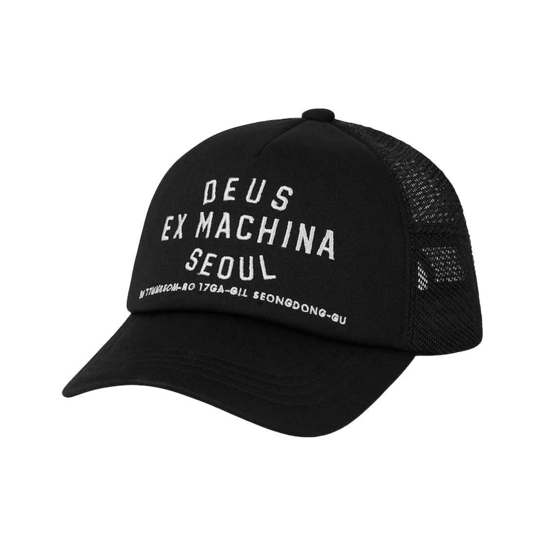 [6% 적립] 데우스 엑스 마키나 서울 컬리지 어드레스 트러커 블랙([6% 적립] Deus Ex Machina Seoul College Address Trucker Black)