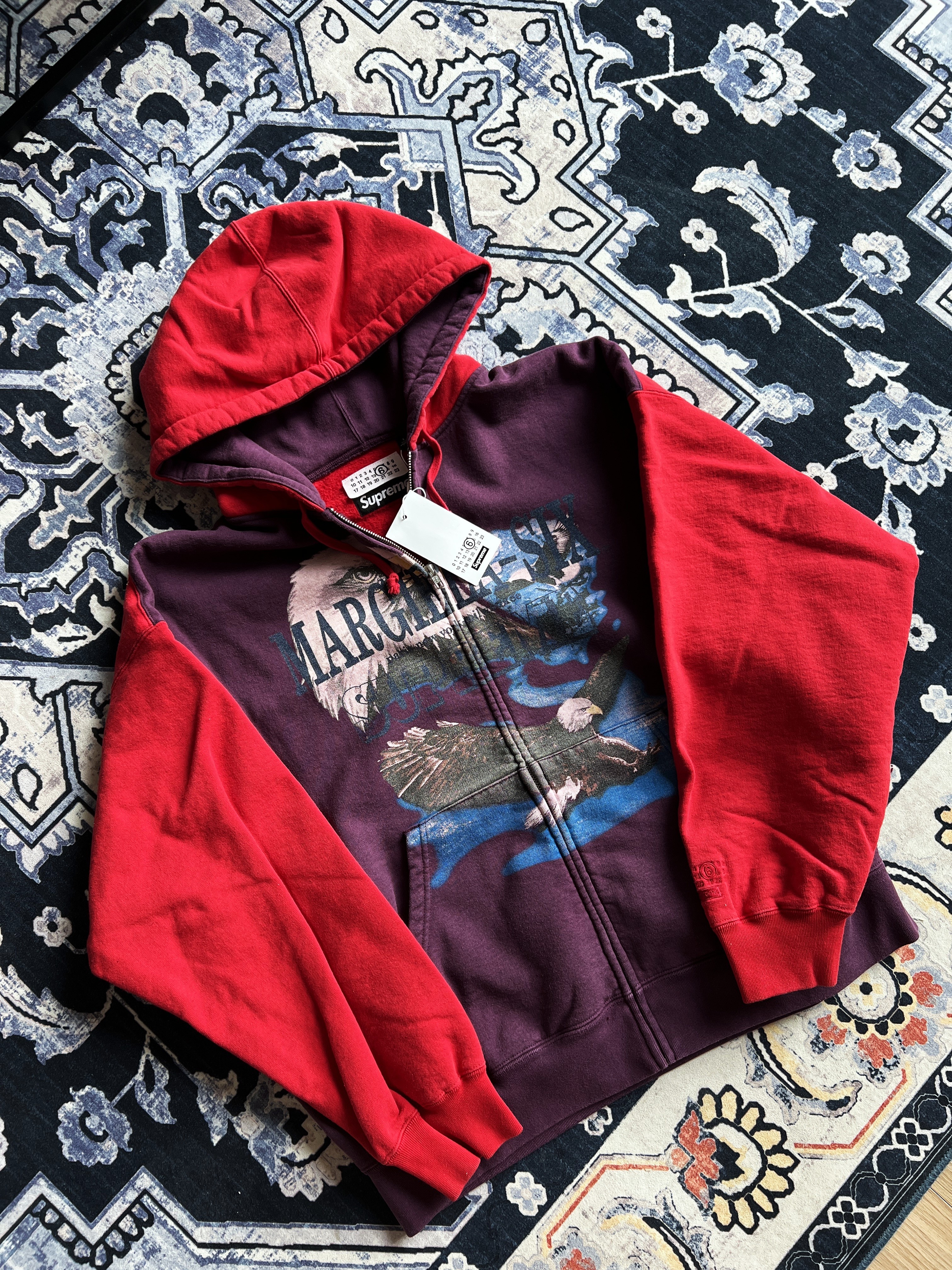 Supreme x MM6 Maison Margiela Eagle Zip Up Hooded Sweatshirt Purple - 26SS 착용 스타일