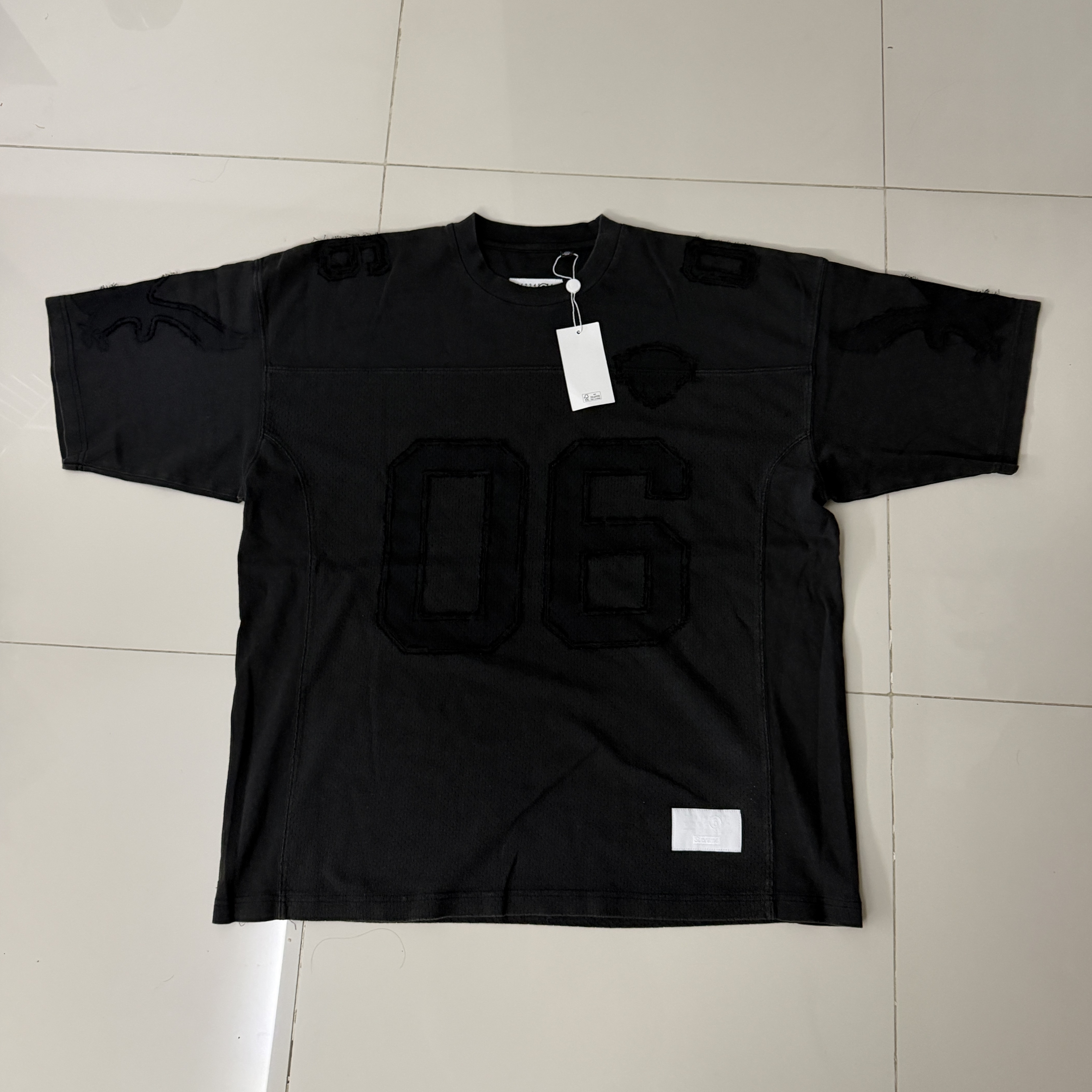 Supreme x MM6 Maison Margiela Cotton Football Jersey Black - 26SS 착용 스타일 - 1