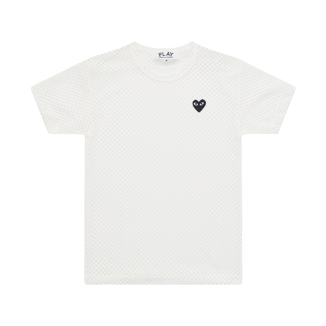 AX-T352-051-2 Play Comme des Garcons Mesh Black Heart T-Shirt White