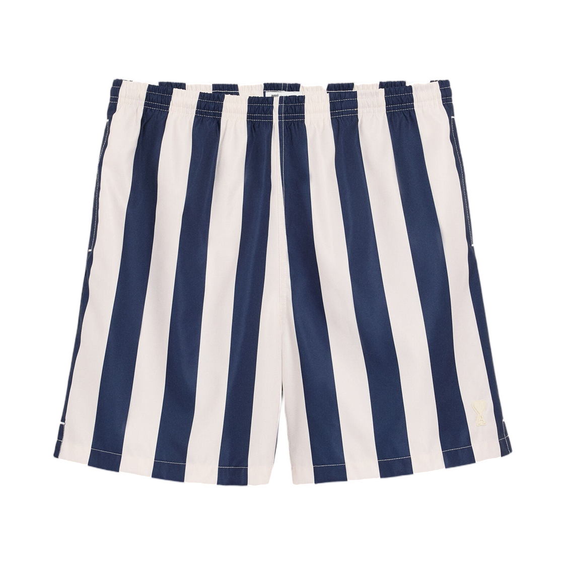 HBW316-AW0027-A027 AMI White and Navy Long Stripes Swimsuit White Cream Ink