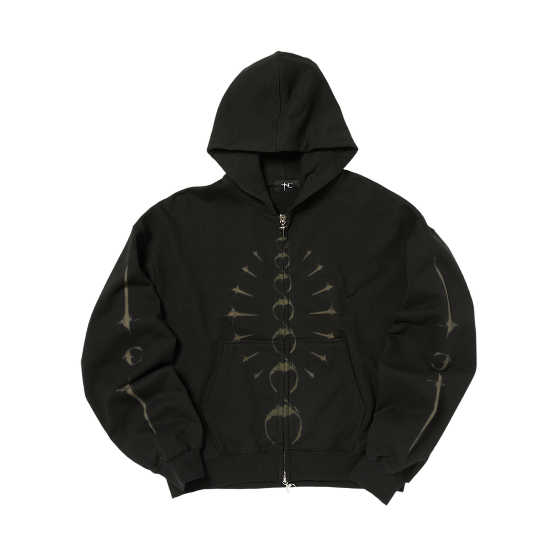 떠그 클럽 립케이지 집업 후드 블랙(Thug Club Ribcage Zip-Up Hoodie Black) - 1
