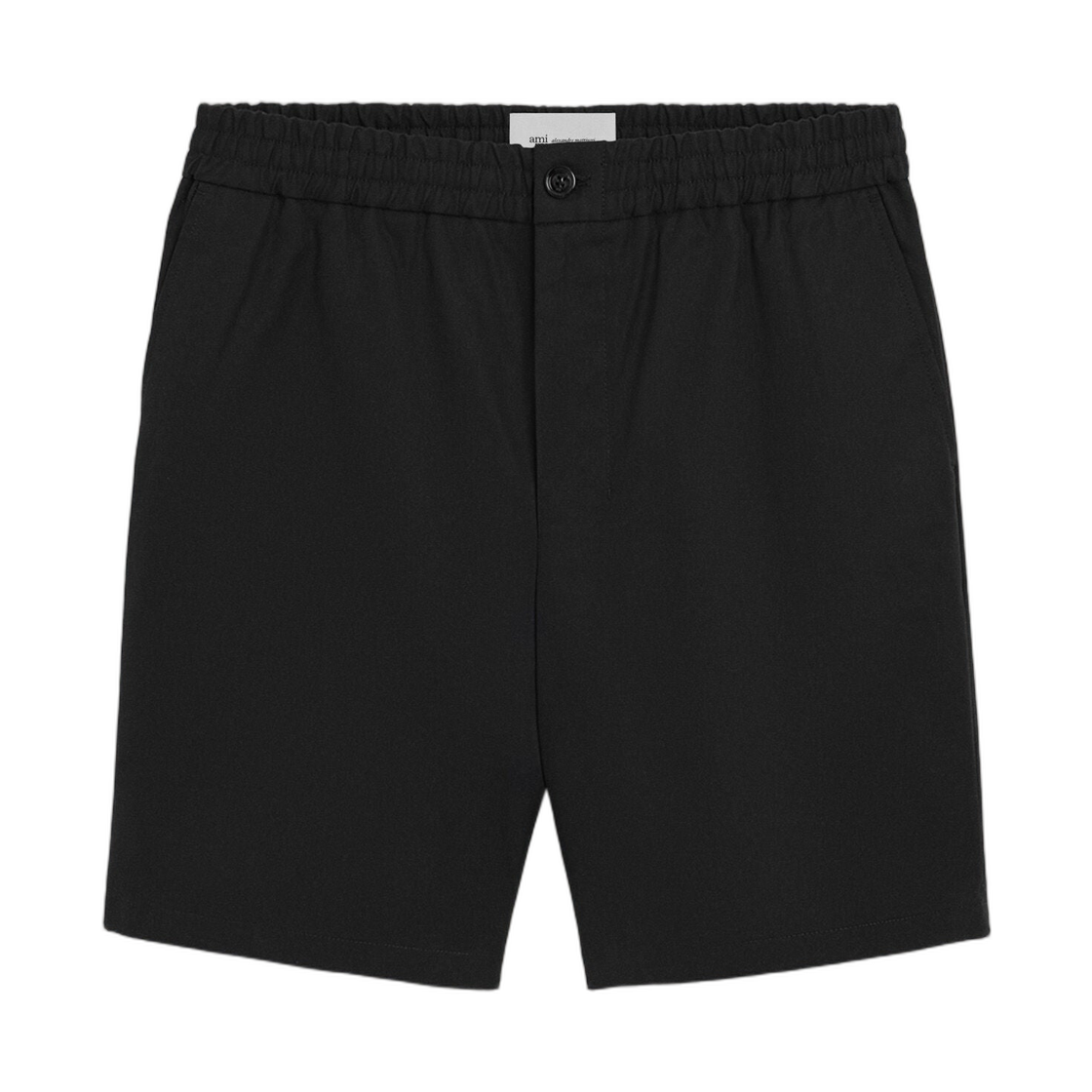 HSO835-CO0132-001 AMI Black Cotton Elasticated Waist Ami De Coeur Shorts Black