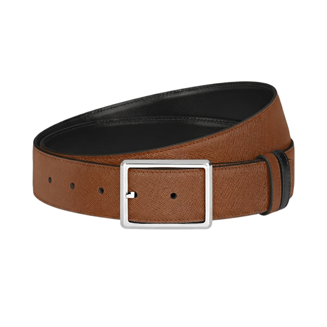 몽블랑 35mm 리버시블 벨트 사토리얼 레더 렉탱귤러 버클 포브 블랙(Montblanc 35mm Reversible Belt In Sartorial Leather with Rectangular Buckle Fauve Black)