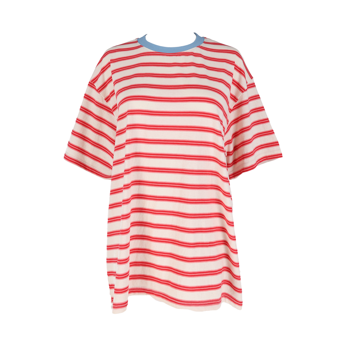 사유 스트라이프 비스킷 반팔 티 레드(sayuu Striped Biscuit Short-sleeve T-shirt red)