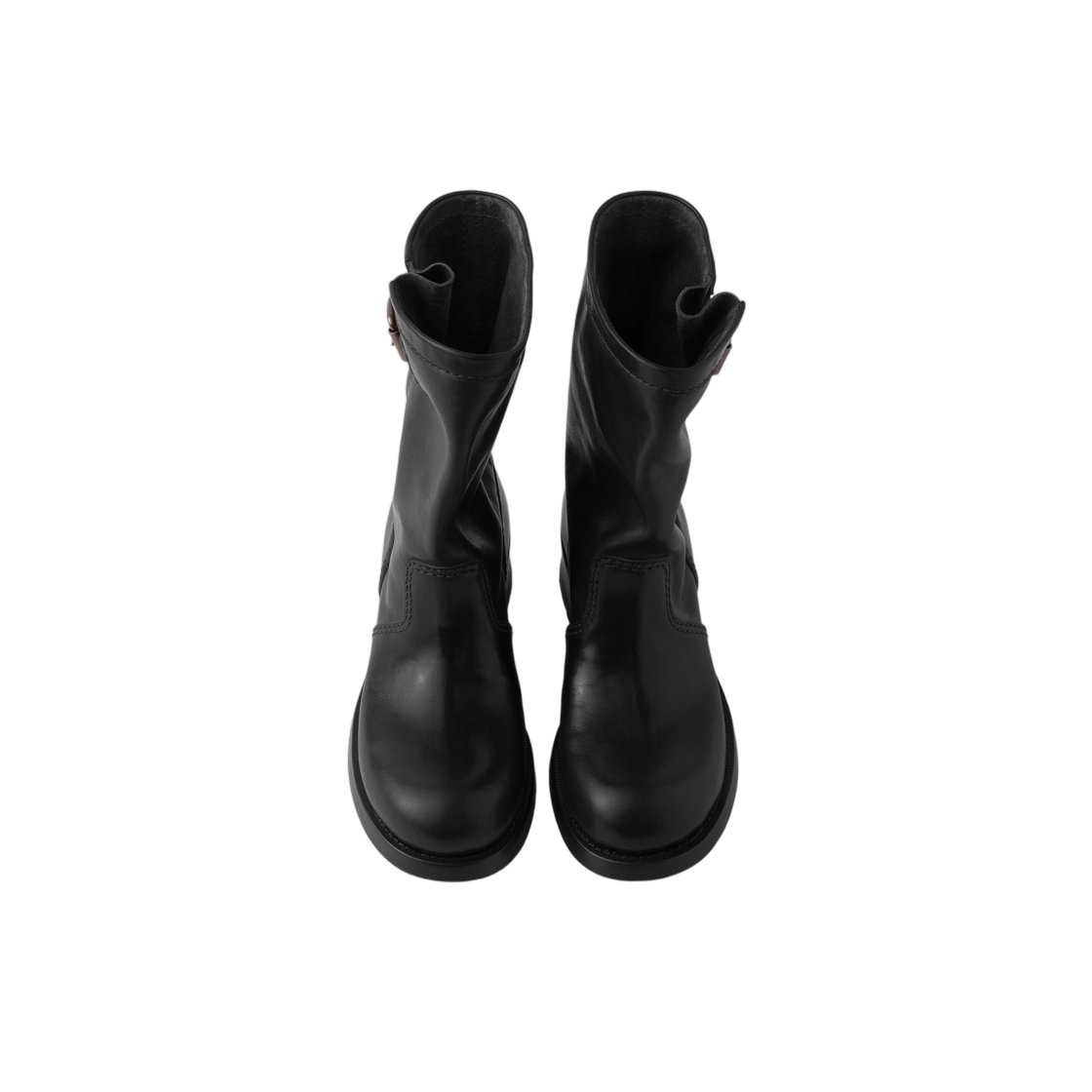 (W) 프라다 레더 미드 카프 부츠 블랙((W) Prada Leather Mid-Calf Boots Black) - 3