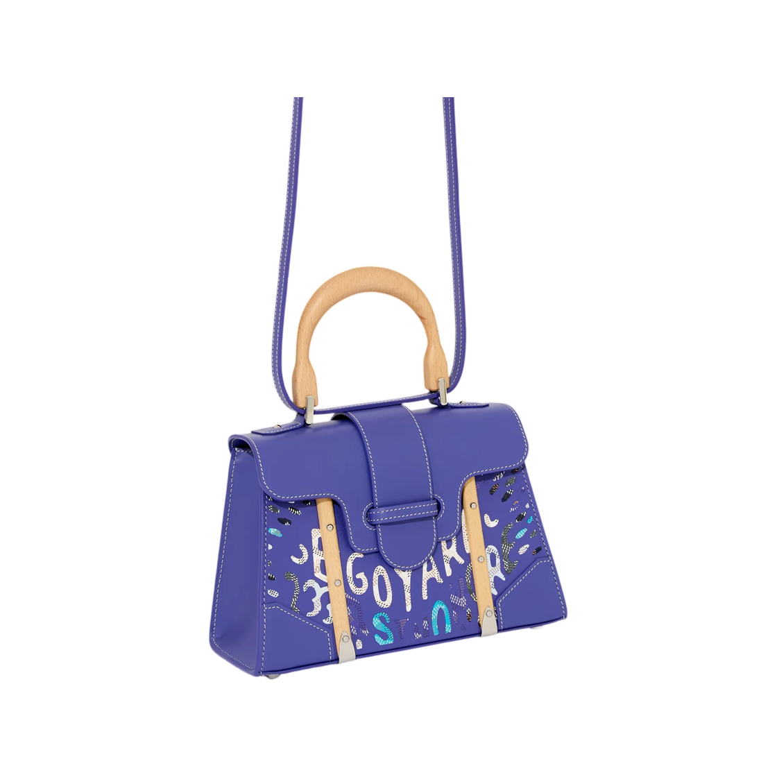 고야드 사이공 미니 스트럭쳐 백 마케트리 블루베리 퍼플(Goyard Saigon Mini Structured Bag Marquetry Blueberry Purple) - 2