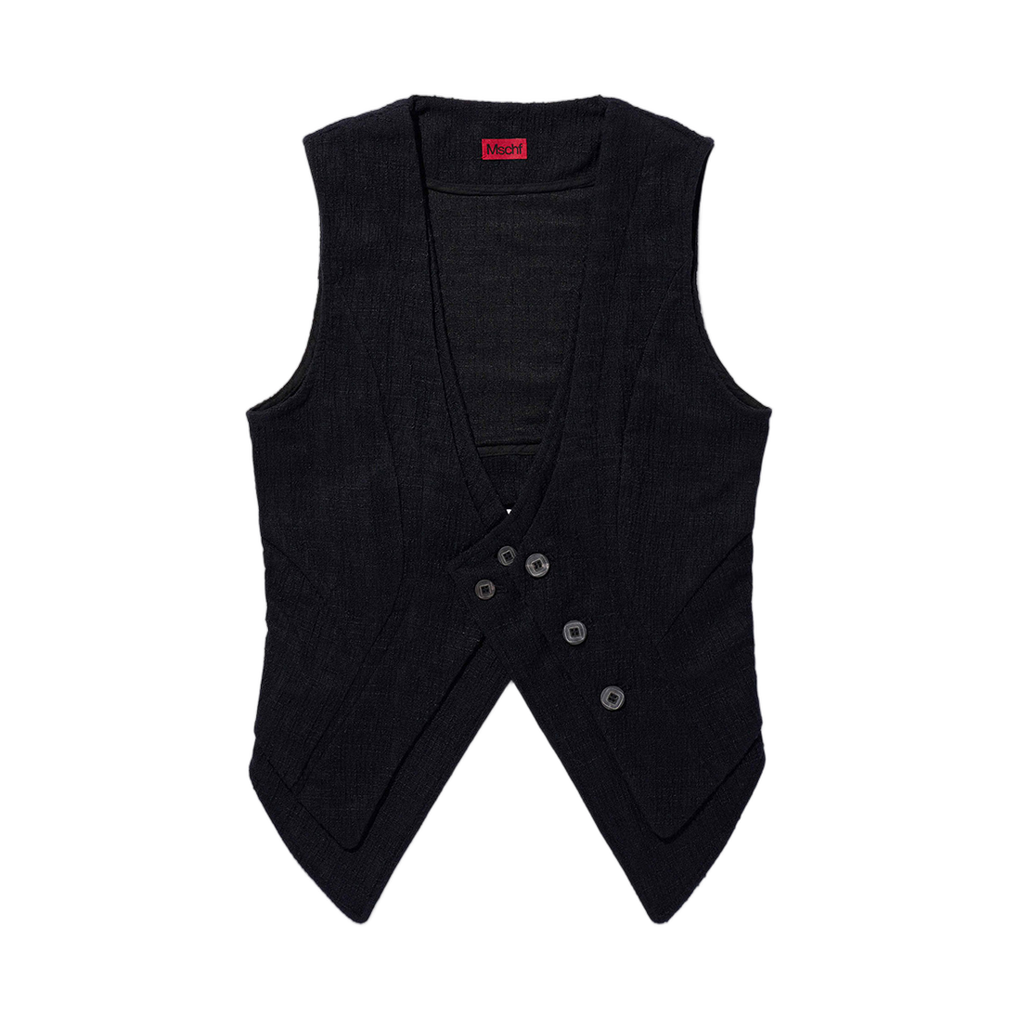 (W) 미스치프 오버랩 레이어드 베스트 블랙((W) Mischief Overlap Layered Vest Black)