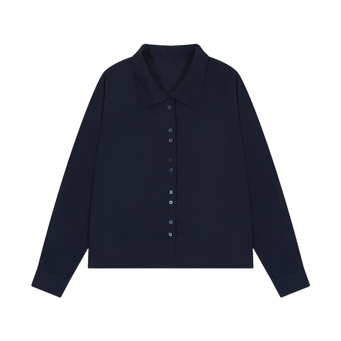 00046 Murmure ]Lumene High-Neck Suede Shirt Navy