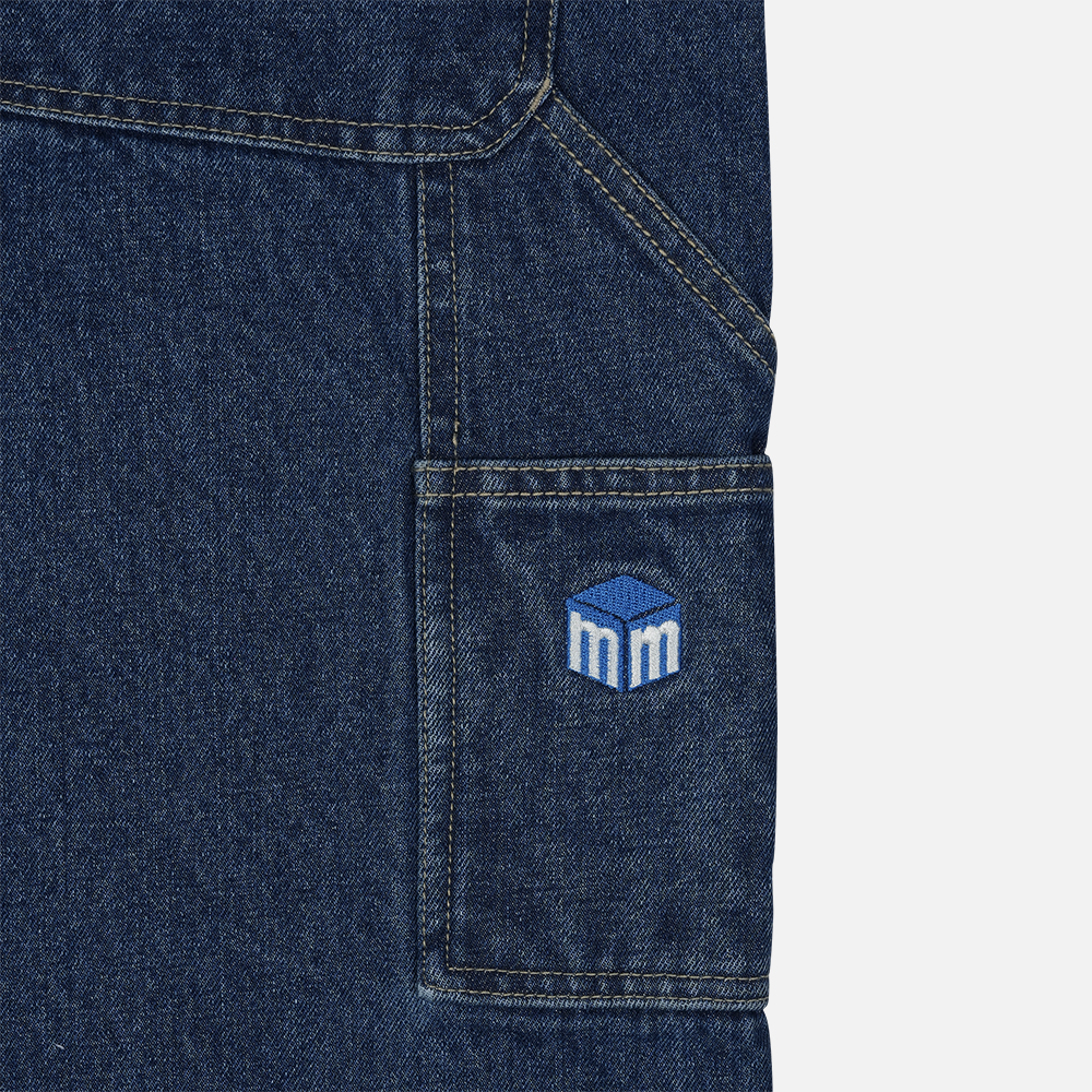 맨하탄 레코즈 워시드 데님 더블니 팬츠 - 블루(Manhattan Records Washed Denim Double Knee Pants - Blue) - 5