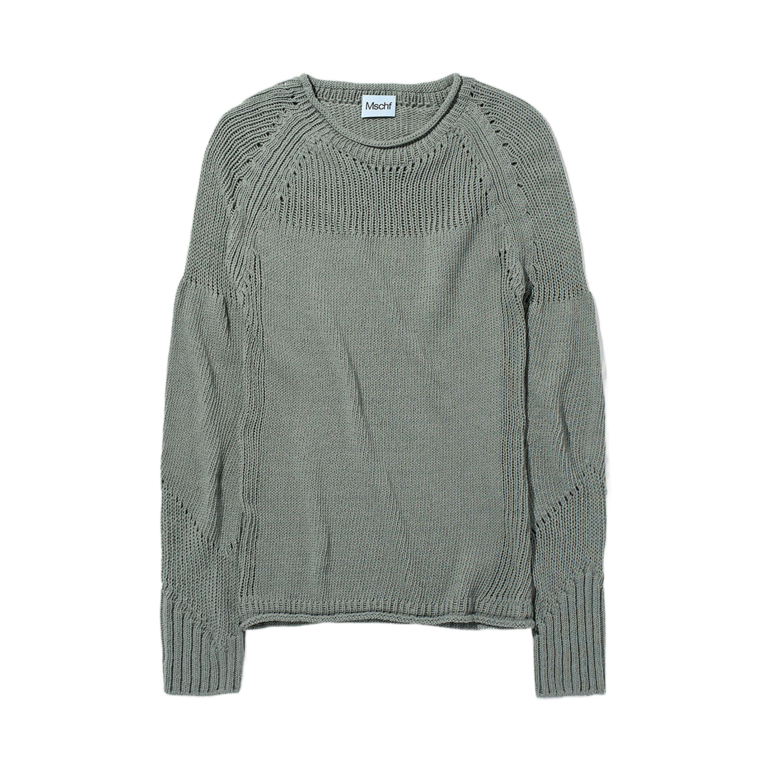 - (W) Mischief Grunge Rib Knit Top Khaki Grey
