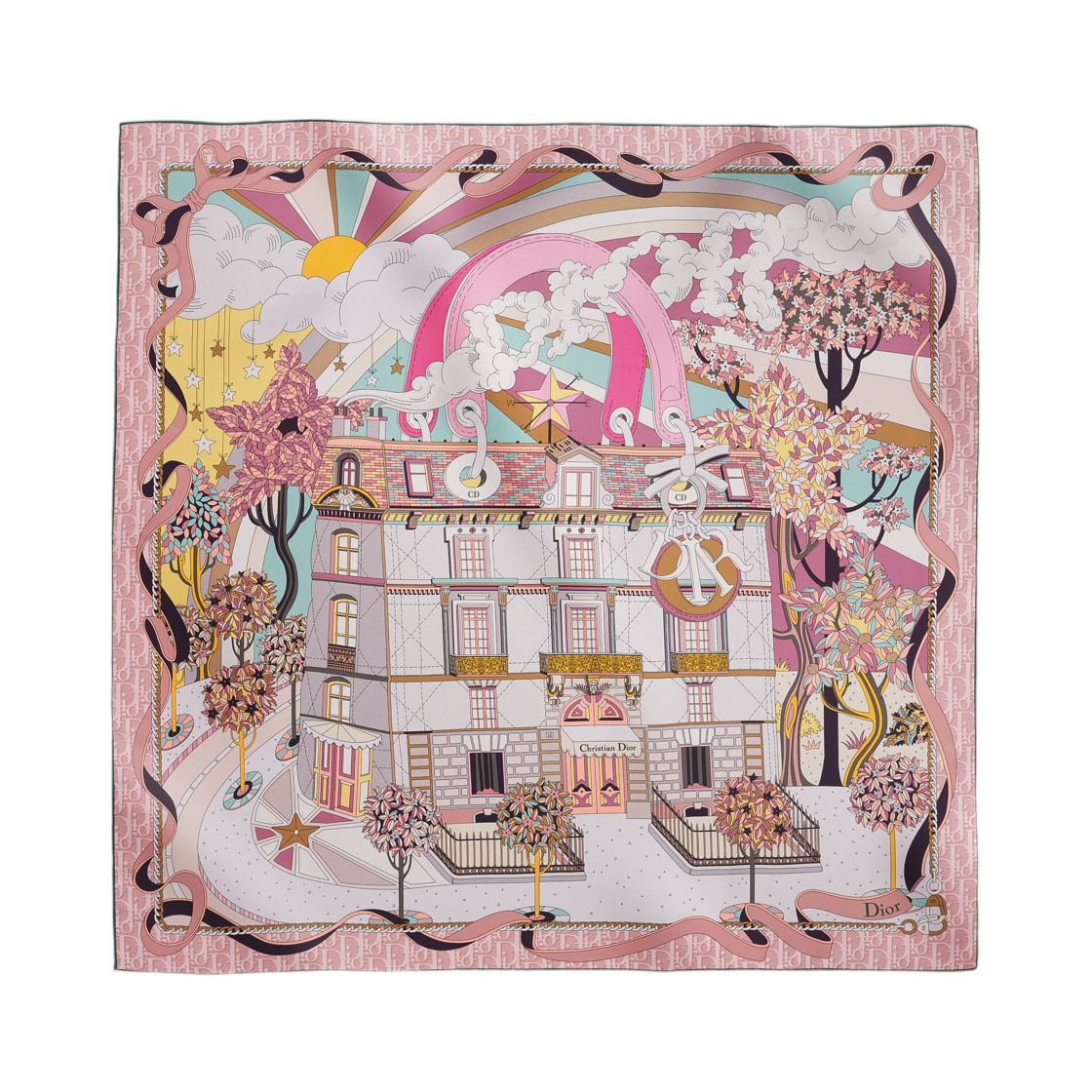 62TC090S6046-C427 (W) Dior Avenue 90 Square Scarf Silk Twill Pink