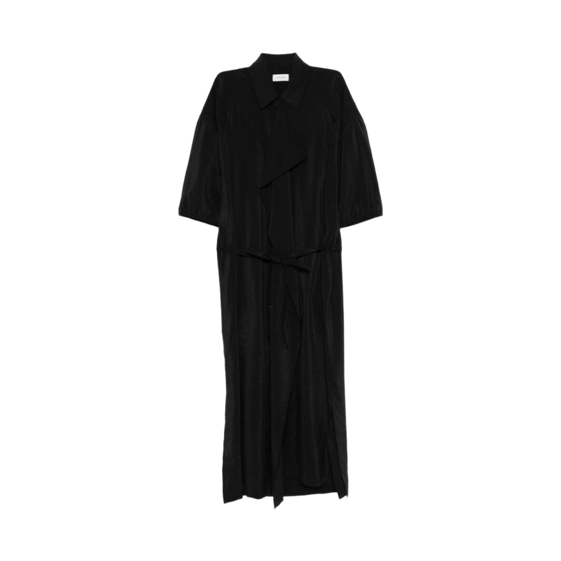 (W) 르메르 드라이 실크 어시메트리컬 셔츠 드레스 블랙((W) Lemaire Asymmetrical Shirt Dress in Dry Silk Black) - 1