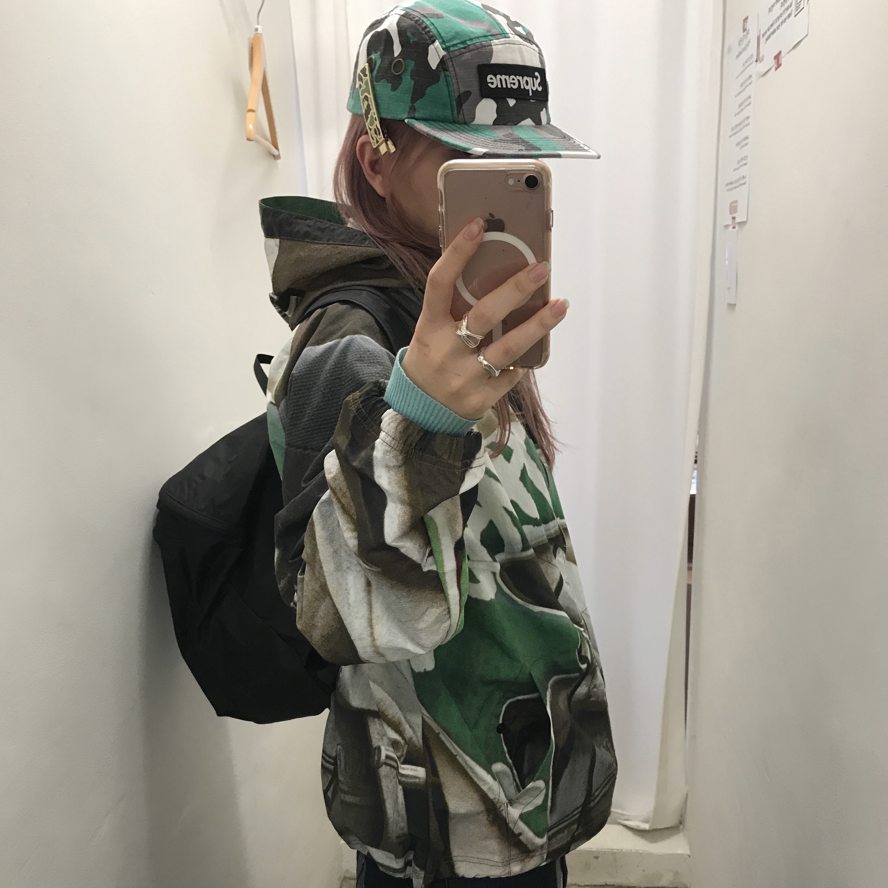 Supreme Military Camp Cap Green Camo - 25FW, Stussy Beach Shell Baja Print Multi 착용 스타일 - 1