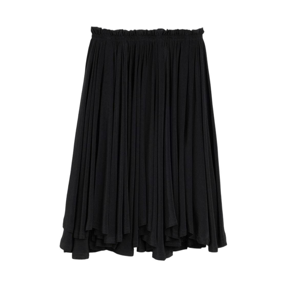 FSK470-AC0020-001 (W) AMI Black Blended Silk Midi Corolla Skirt Black