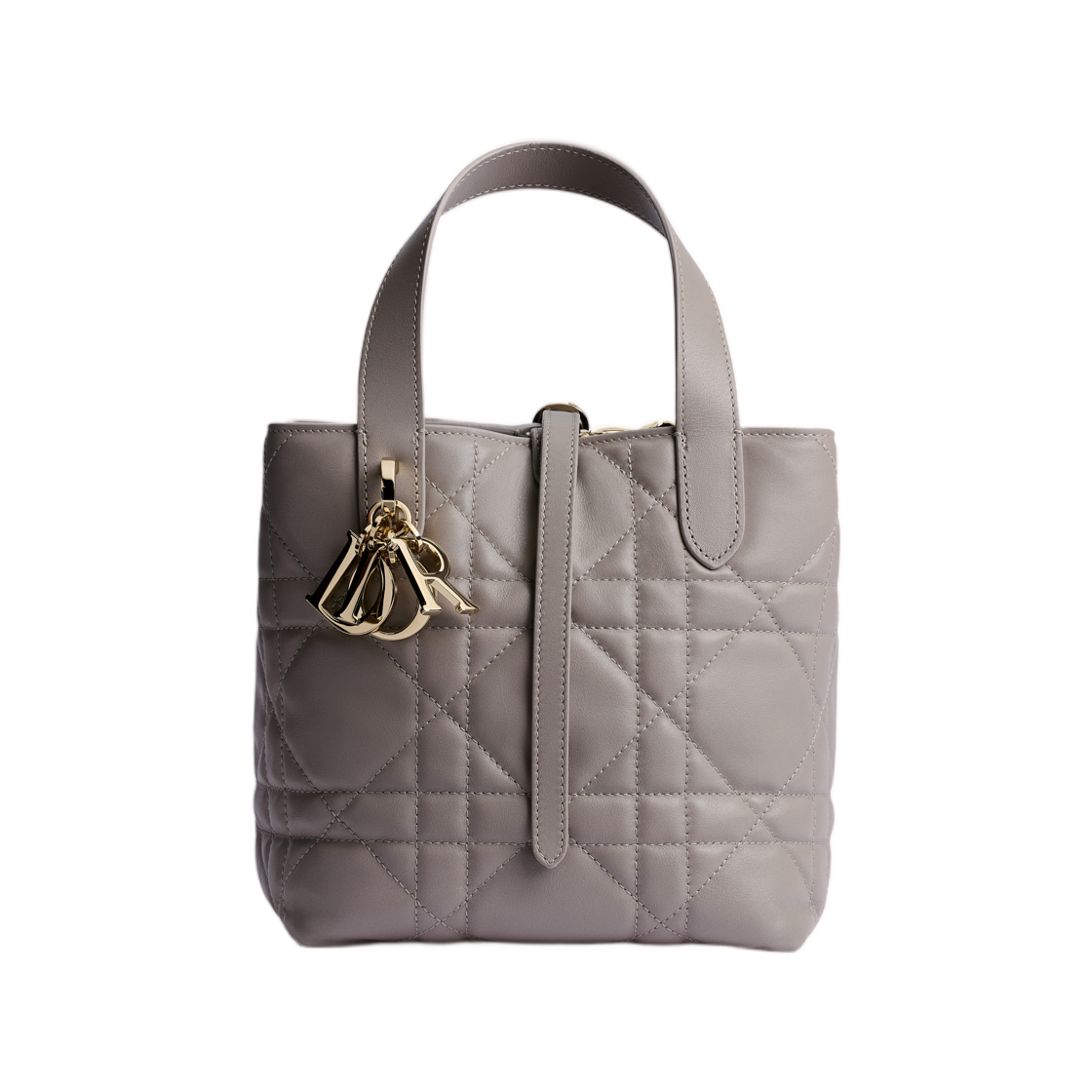 M2835OSNW-M63G Dior Toujours Vertical Tote Bag Small Macro Cannage Calfskin Grey