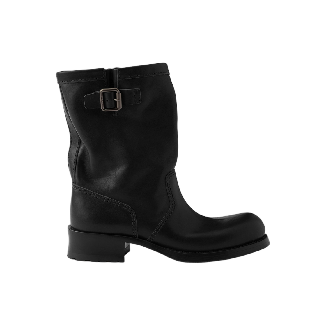 1U275O-V69-F0002 (W) Prada Leather Mid-Calf Boots Black
