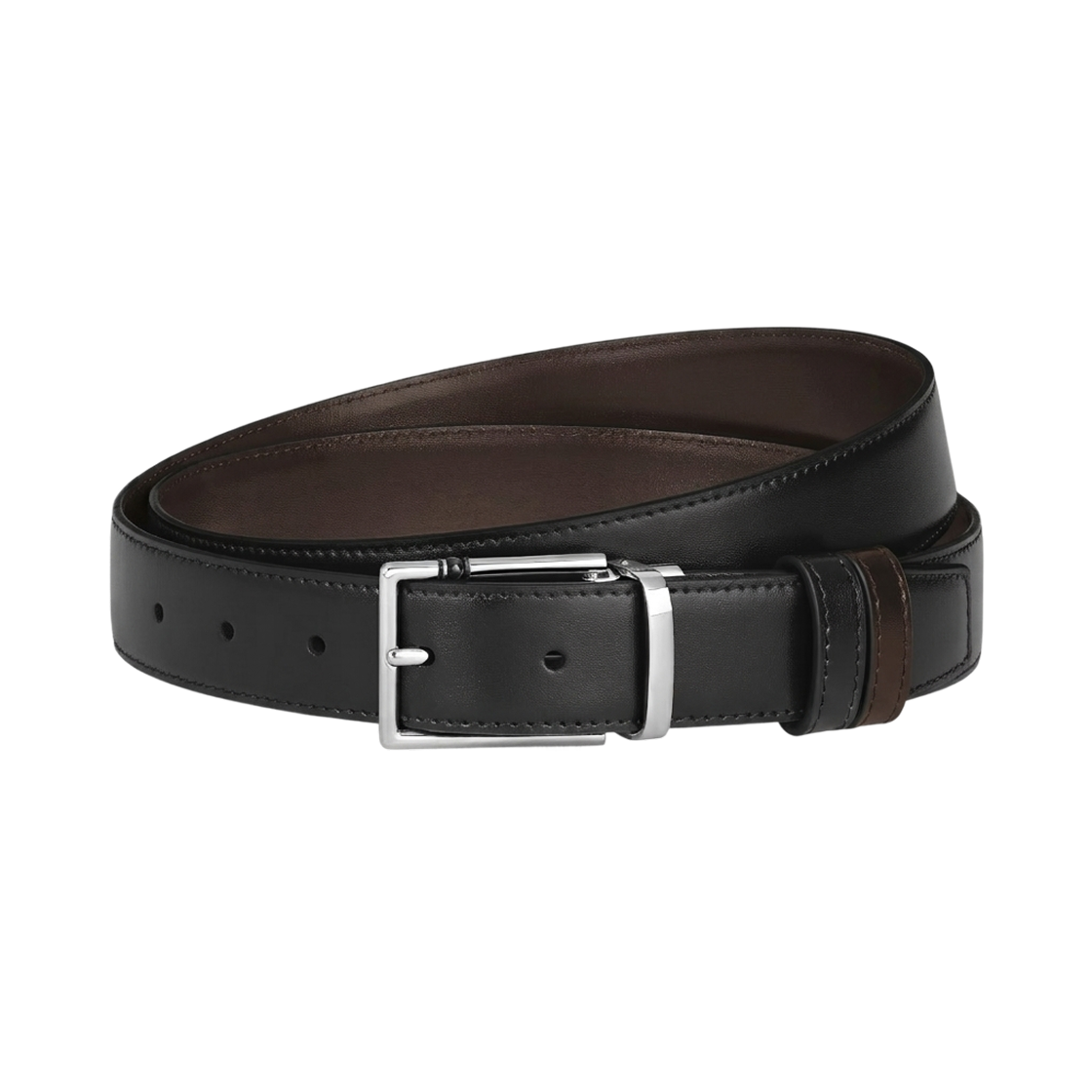 몽블랑 30mm 리버시블 벨트 레더 렉탱귤러 마이스터스턱 버클 블랙 에보니(Montblanc 30mm Reversible Belt In Leather with Rectangular Meisterstuck Buckle Black Ebony)