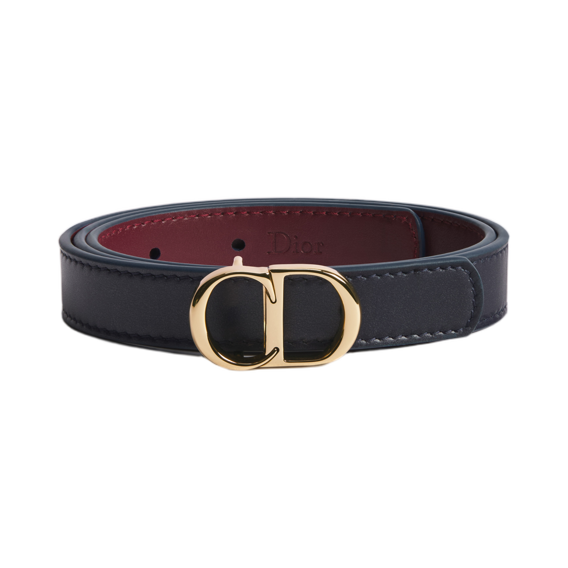 B1012GWJB-M06I (W) Dior Reversible CD Icon Belt Smooth Calfskin 20mm Navy Blue Hermitage Red