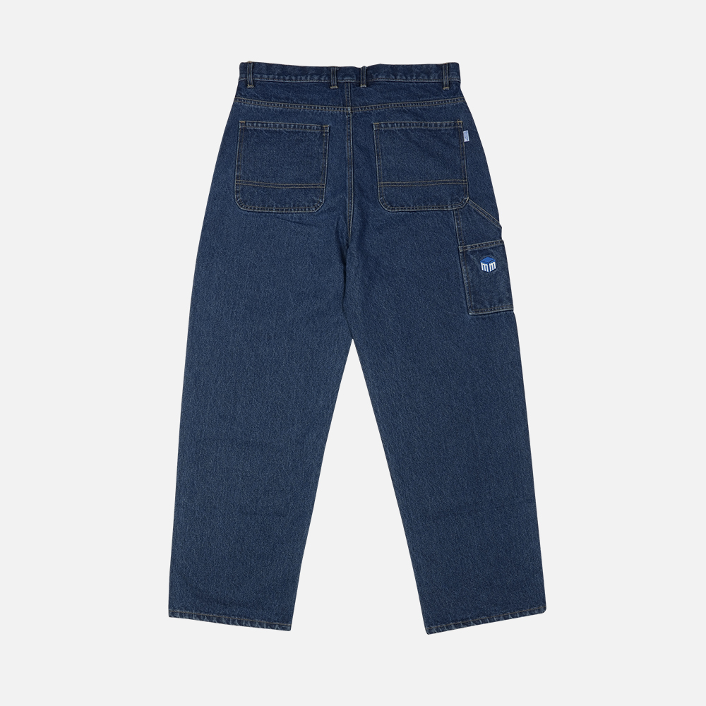 맨하탄 레코즈 워시드 데님 더블니 팬츠 - 블루(Manhattan Records Washed Denim Double Knee Pants - Blue) - 3