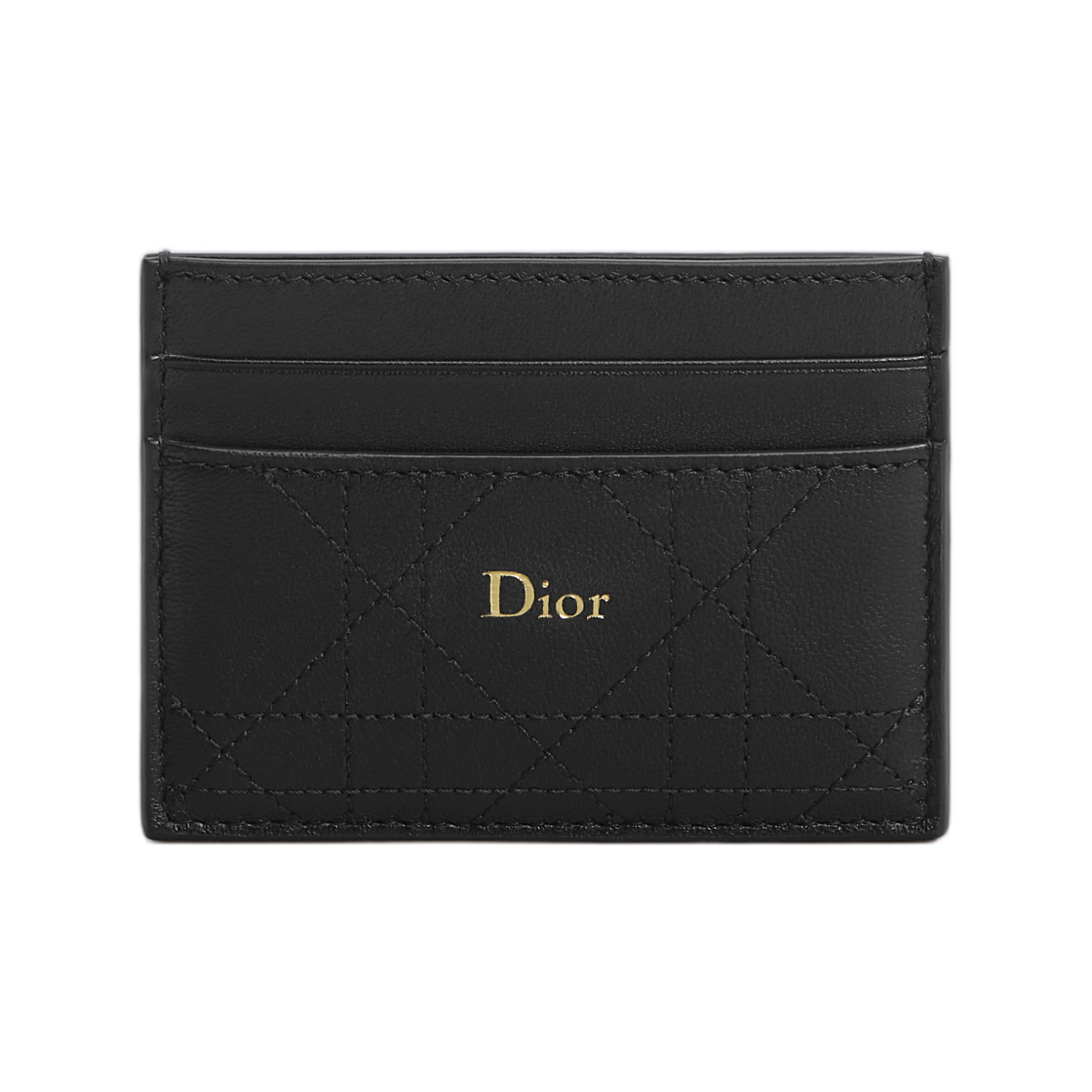 S4601OSQM-M900 Dior Trianon Freesia Card Holder Flat Cannage Lambskin Black