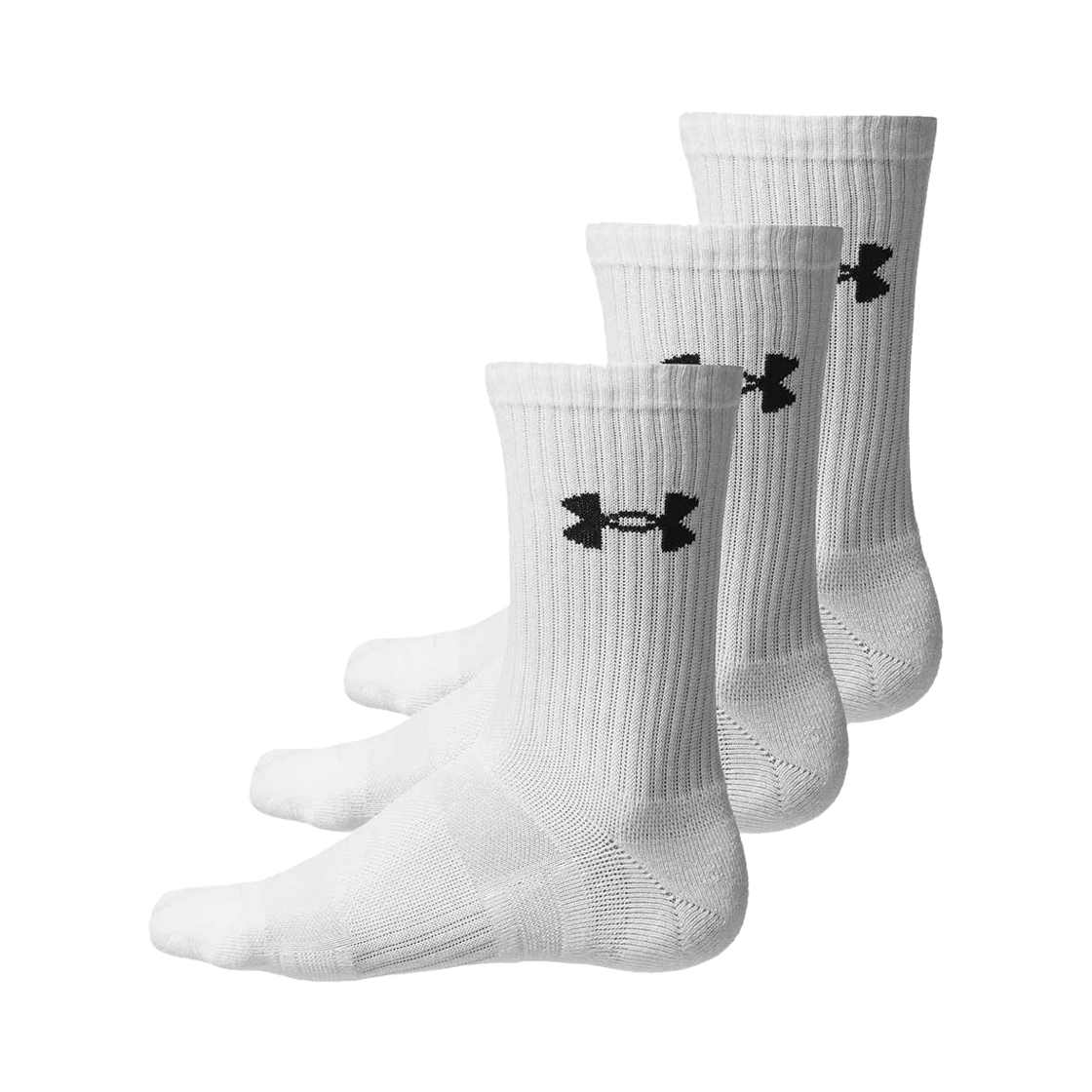 언더아머 퍼포먼스 코튼 크루 삭스 화이트 얼티메이트 블랙 (3개입)(Under Armour Performance Cotton Crew Socks White Ultimate Black (3 Pack)) - 1