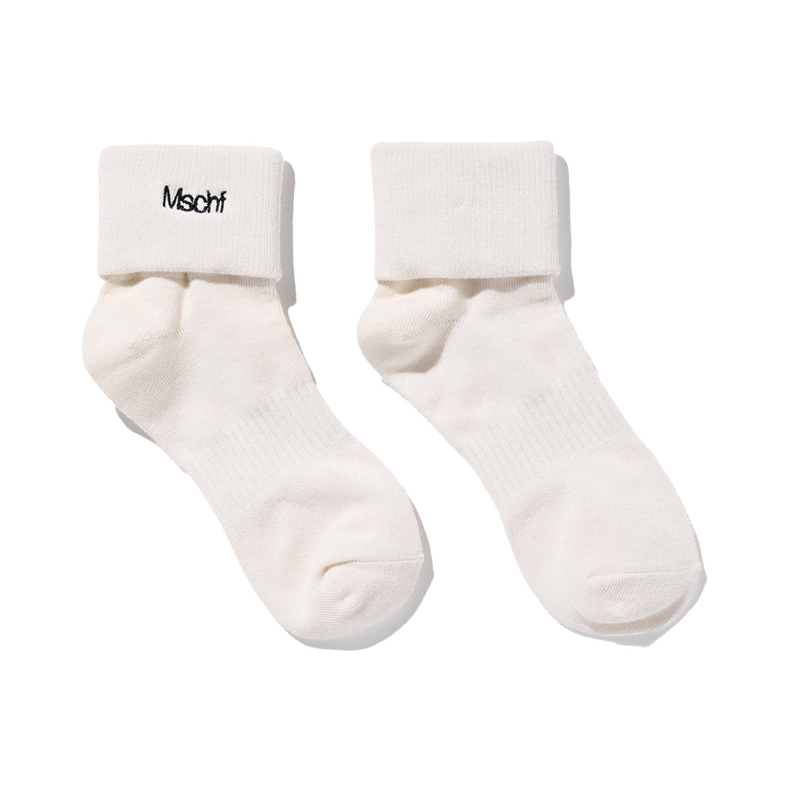 - (W) Mischief Essential Cuff Socks White