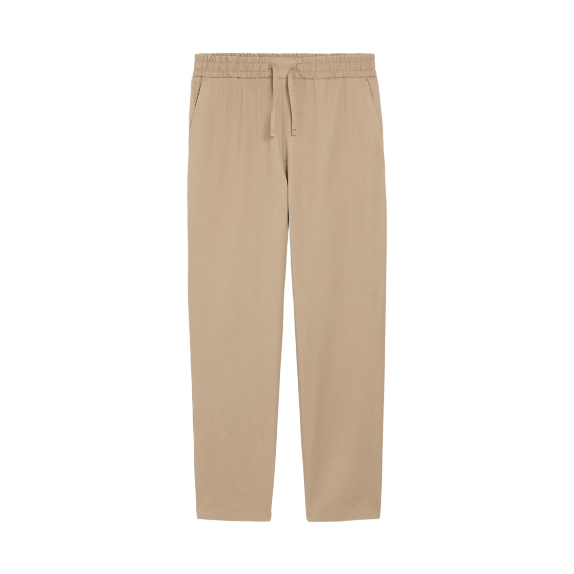 HTR868-CO0214-A036 AMI Beige Cotton Elasticated Waist Trousers Taupe Beige