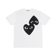 Play Comme des Garcons Double Black Heart T-Shirt White