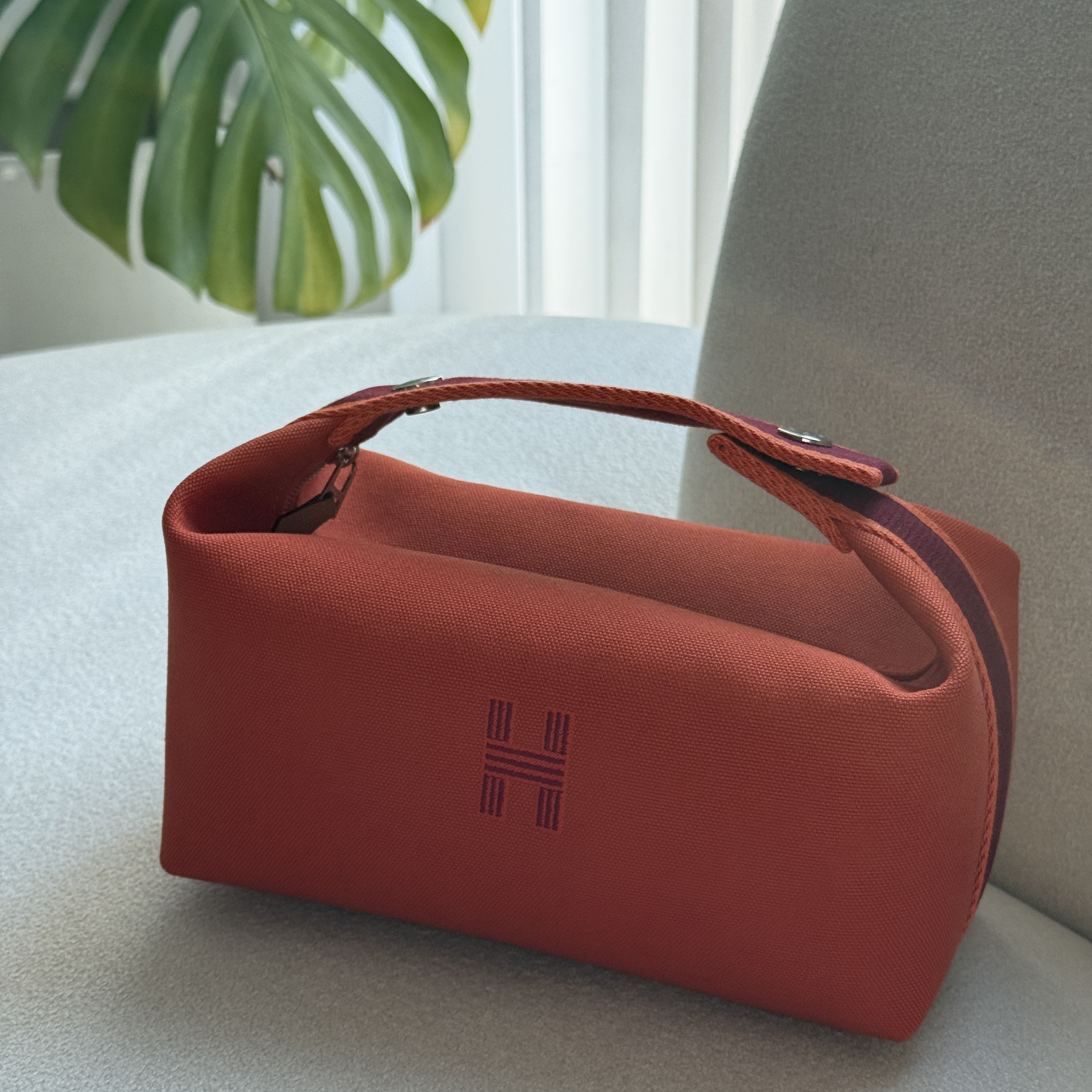 Hermes Small Bride-A-Brac Case Canvas & Orange Feu 착용 스타일
