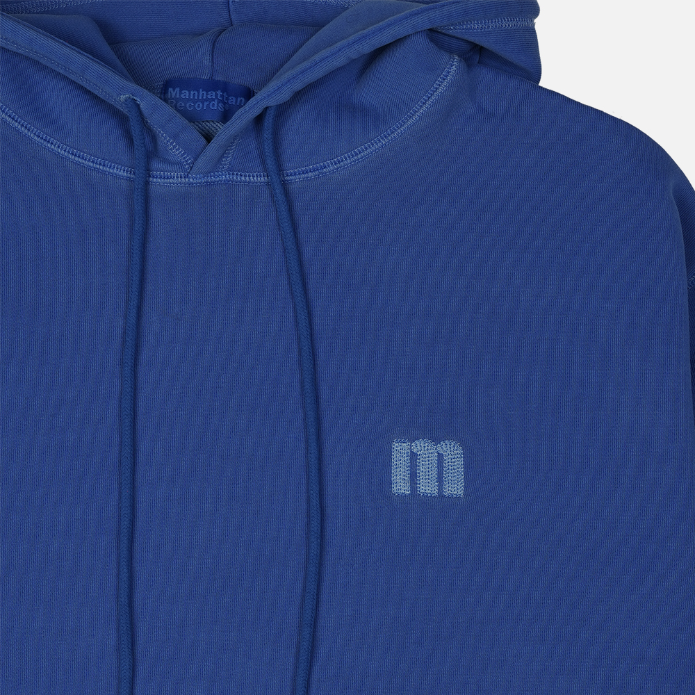 맨하탄 레코즈 스티치 피그먼트 크롭 후디 - 블루(Manhattan Records Stitch PM Crop Hoodie - Blue) - 4